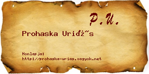 Prohaska Uriás névjegykártya